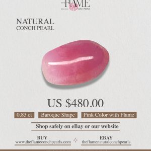 0,83 ct Natural Conch Pearl, pink with flame color and Baroque shape