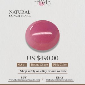 0,8 ct Natural Conch Pearl, pink color and round shape