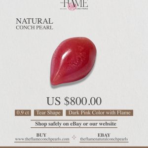 0.9ct Dark Pink Natural Conch Pearl , with tear shape and flame