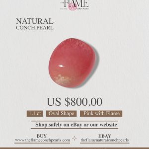 1.1 ct Natural Conch Pearl, Pink with Flame and Oval Shape