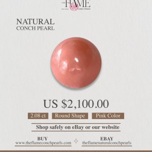2,08 ct Natural Conch Pearl, pink color, round shape