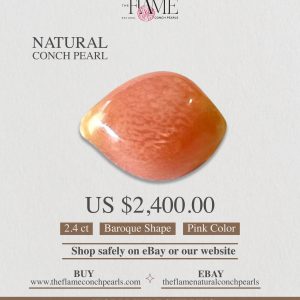 2,4 ct Natural Conch Pearl, pink color and baroque shape