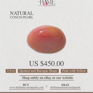 2.9ct Natural Conch Pearl, Pink with Yellow Spotted and Baroque Shape