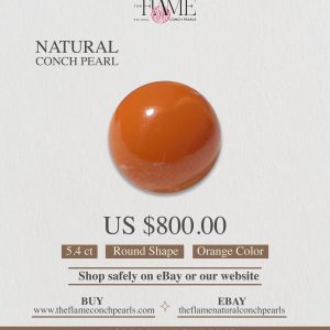 5.4ct Orange Natural Conch Pearl With Perfect Round Shape