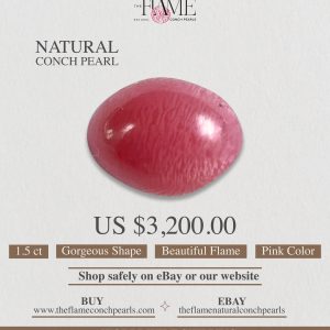 1.5 ct Natural Conch Pearl with Beautiful Flame and color in a Gorgeous Shape.
