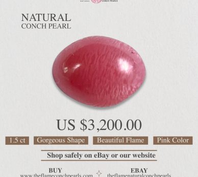 1- 1.5 ct Natural Conch Pearl with Beautiful Flame and color in a Gorgeous Shape