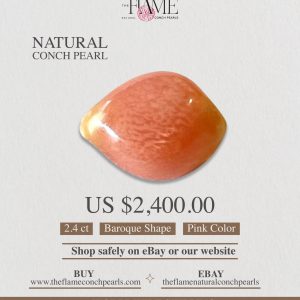1- 2.4 ct Natural Conch Pearl, pink color and baroque shape