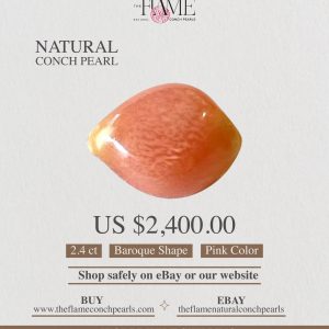 1- 2.4 ct Natural Conch Pearl, pink color and baroque shape