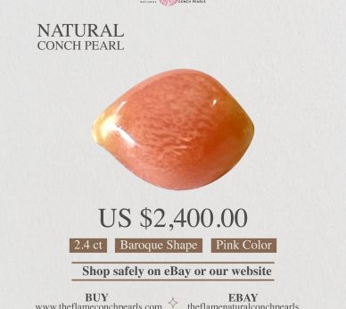 1- 2.4 ct Natural Conch Pearl, pink color and baroque shape