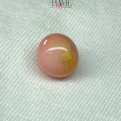10- 8.0 ct Natural Conch Pearl, pink and yellow spotted color, round shape