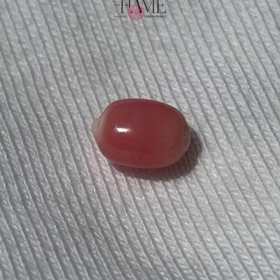 12- 1.1ct Natural Conch Pearl, Pink with Flame and Oval Shape